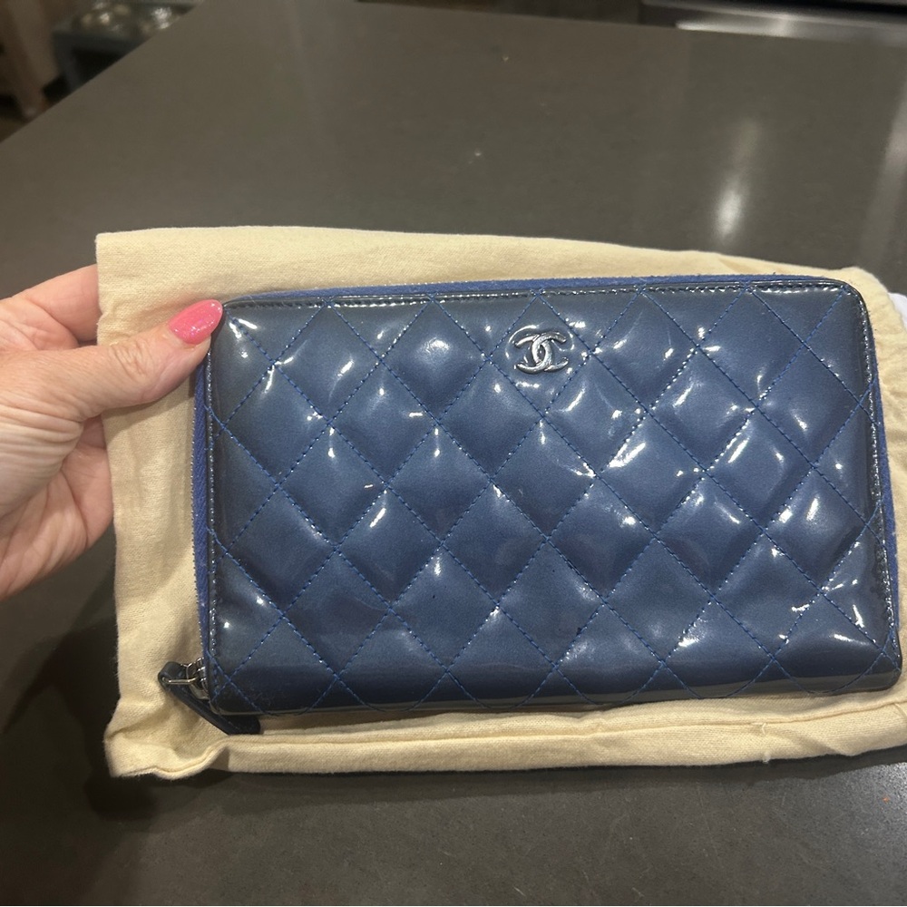 CHANEL Navy Quilted Leather Accessory